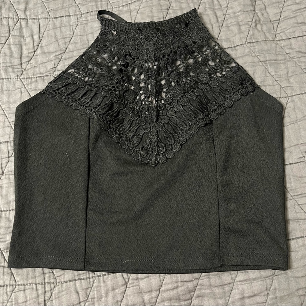 Lace halter crop top
